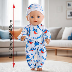 Turtle Shark Doll Clothes Set for 14-18 Inch Newborn and 36" Baby Dolls