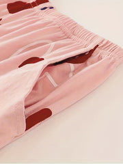 Strawberry Print Sleep Bottoms Women's Soft & Comfy Shorts