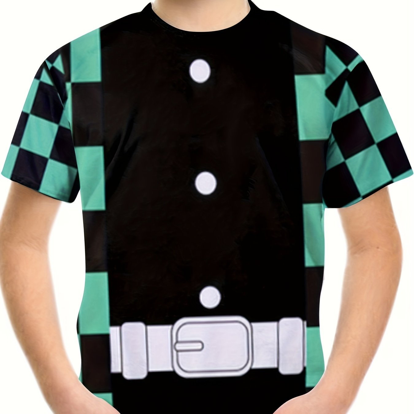 Boys Cartoon Belt Pattern T-shirt Short Sleeve Top for Summer