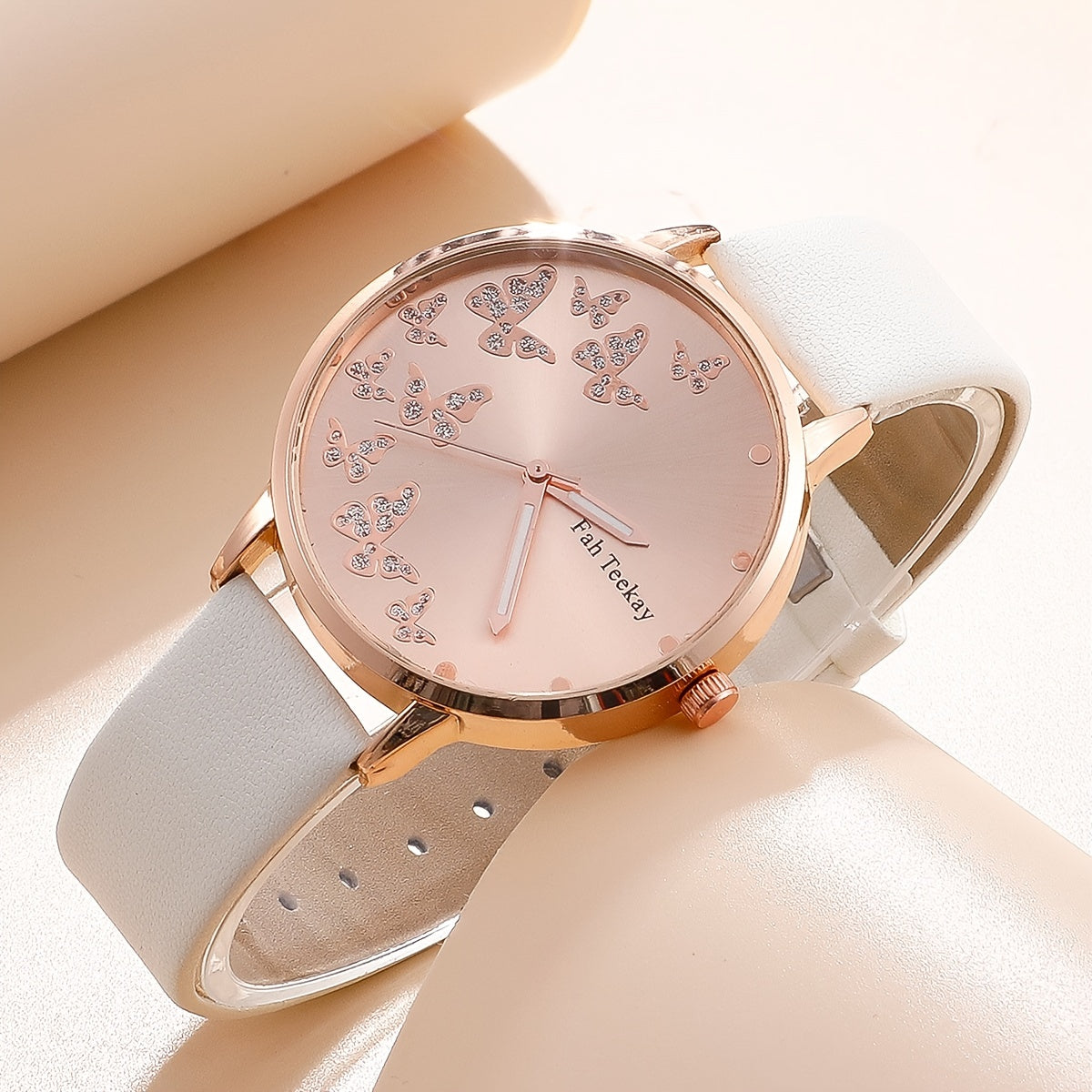 Girls Quartz Watch & Butterfly Pendant Bracelet Gift Set