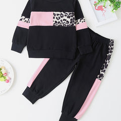 2pc Baby Girl Leopard Print Pullover & Pants Set
