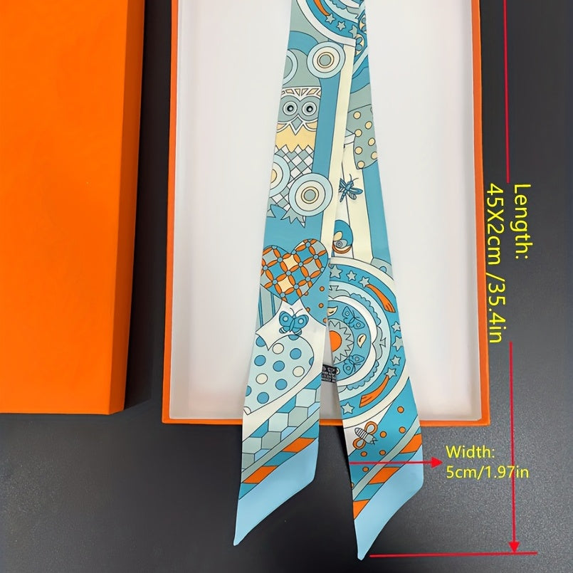 Graphic Neckerchief Long Hair Ribbon Skinny Scarf Headband Sash Belt