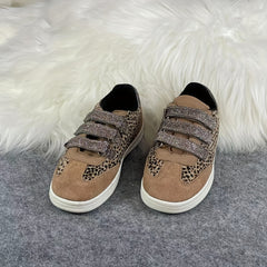 Girl's Leopard Skate Shoes Hook And Loop Fastener Sneakers