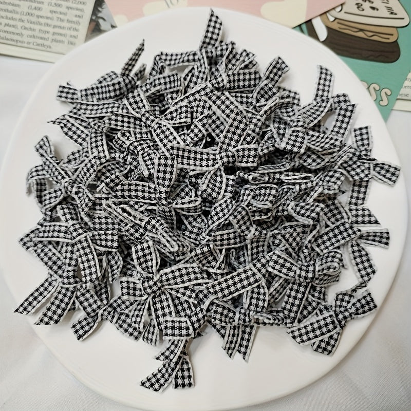 Pack Of 10 DIY Plaid Handknotted Mini Bow Ribbon