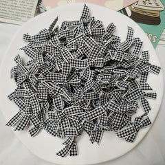 Pack Of 10 DIY Plaid Handknotted Mini Bow Ribbon