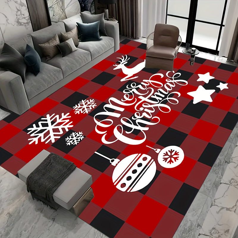 Christmas Elk Carpet Floor Mat Soft Non Slip Area Rugs Snowflake