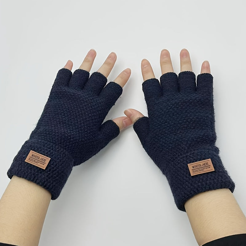 Half Finger Warm Knitted Gloves For Autumn And Winter Adult