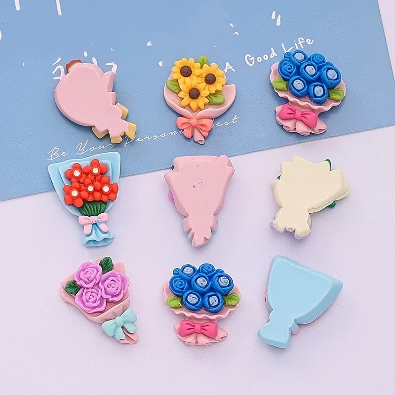 10pcs Resin Flowers Bouquet Charms for DIY Earrings Jewelry Hair Accessories
