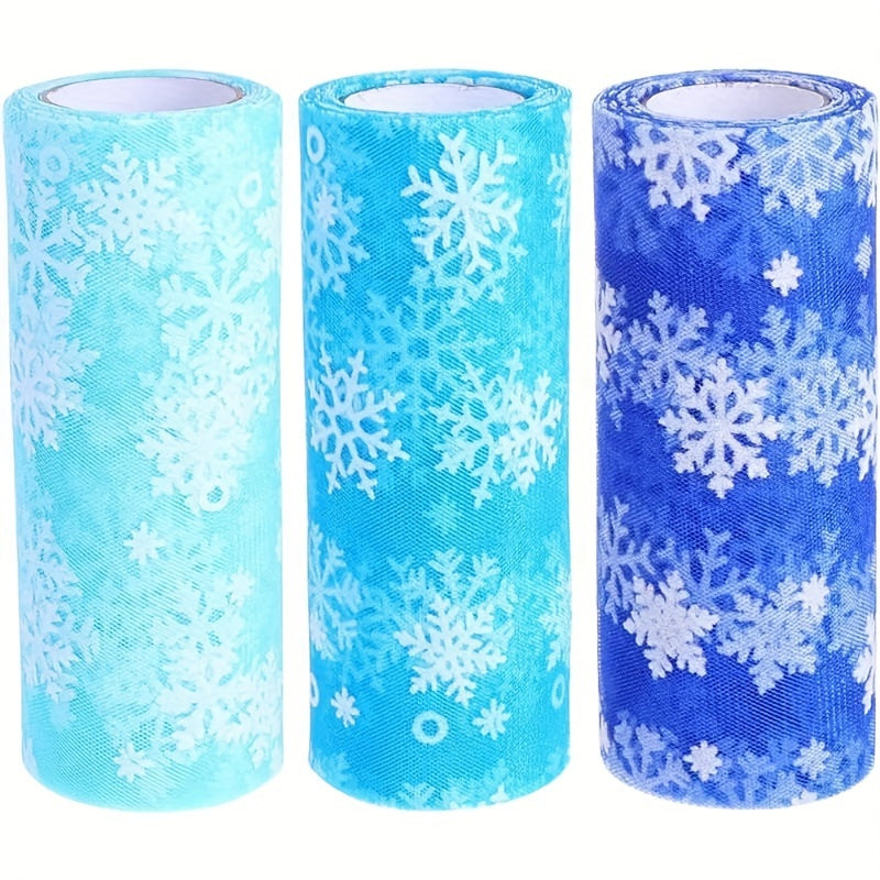 Snowflake Tulle Roll Christmas Tulle Fabric Winter Wonderland Party Supplies