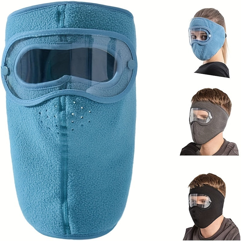 Winter Cycling Full Face Mask Dustproof Anti Fog Windproof Mask With Goggles