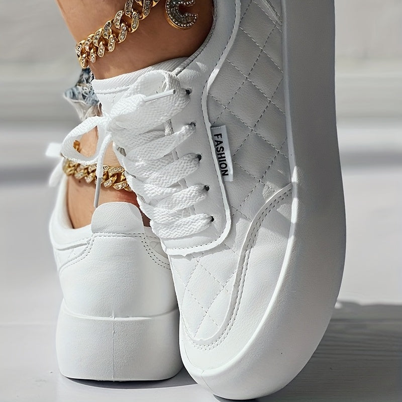 Women's Plaid Sneakers Casual Lace Up Quilted Shoes Women's Outdoor Shoes