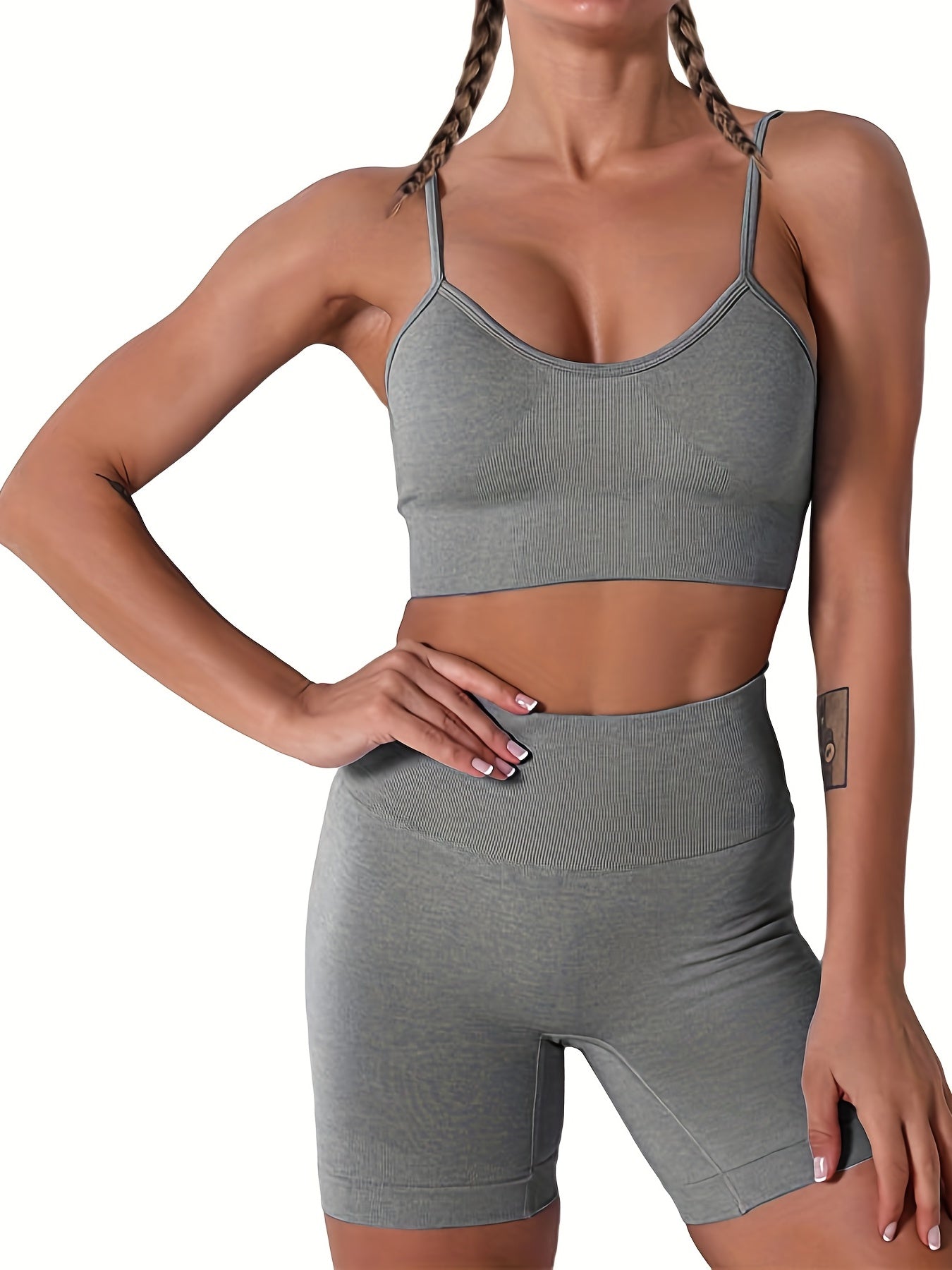 Bodycon Bra & Shorts Sports Set Women's Activewear