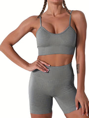 Bodycon Bra & Shorts Sports Set Women's Activewear
