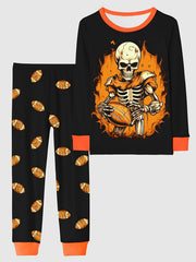 Rugby Skeleton Kid's Pajamas 2pc Set Halloween Style Comfy PJ Loungewear