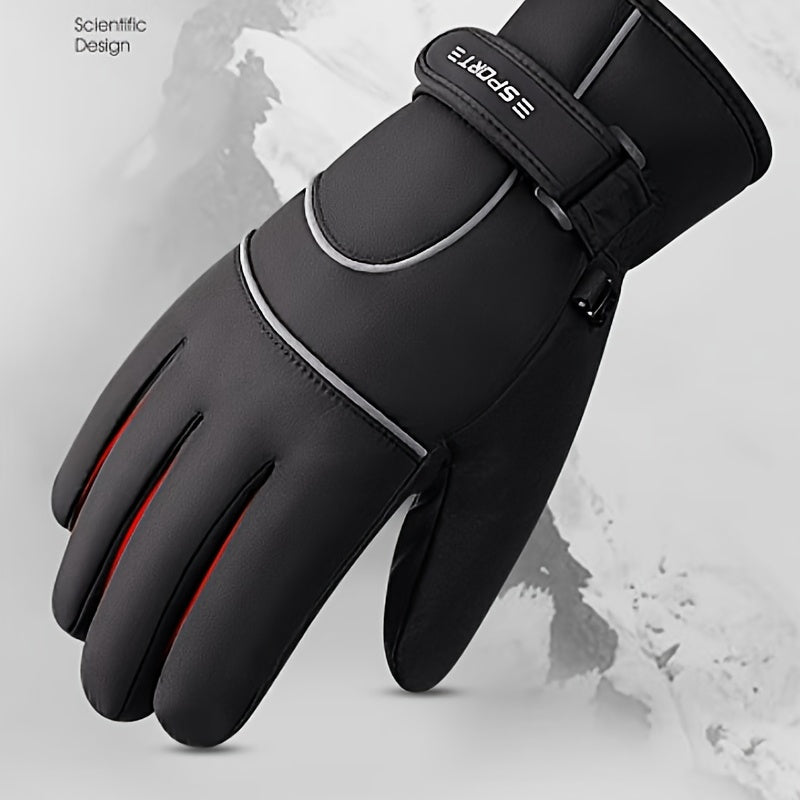 Men's Winter Ski Gloves Fleece Warm Waterproof Windproof Full Finger Gloves