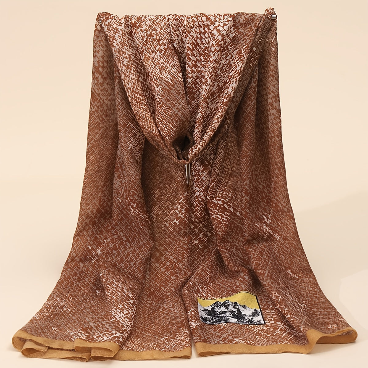 Light Brown Houndstooth Scarf Fall Winter Scarves For Women