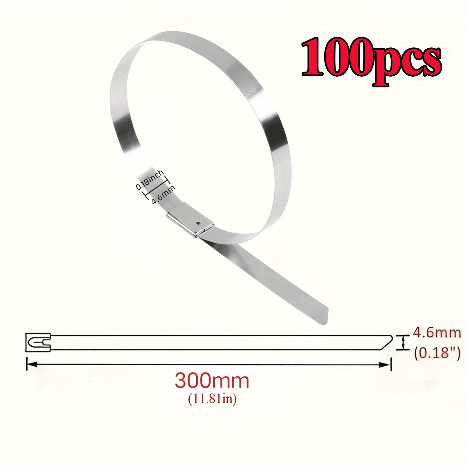 100pcs 304 Stainless Steel Zip Ties Multifunctional Heavy Duty Cable Ties