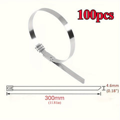 100pcs 304 Stainless Steel Zip Ties Multifunctional Heavy Duty Cable Ties