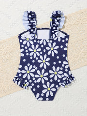 Floral One Piece Swimsuit for Toddler Girls - Beach Fun