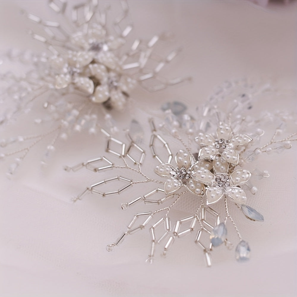 Rice Bead Flower Shoe Clips for Brides Shoes Heels Boots
