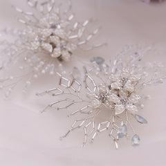Rice Bead Flower Shoe Clips for Brides Shoes Heels Boots