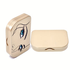 Golden Eyelash Storage Case with Mirror, Travel Makeup Organizer