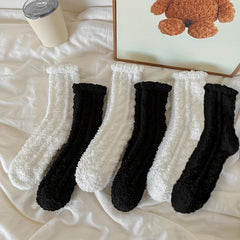 6 Pairs Fuzzy Socks Warm Mid Tube Stockings Women's Hosiery