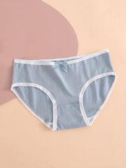 5pcs Heart & Plaid Print Briefs Comfy Intimates Panties