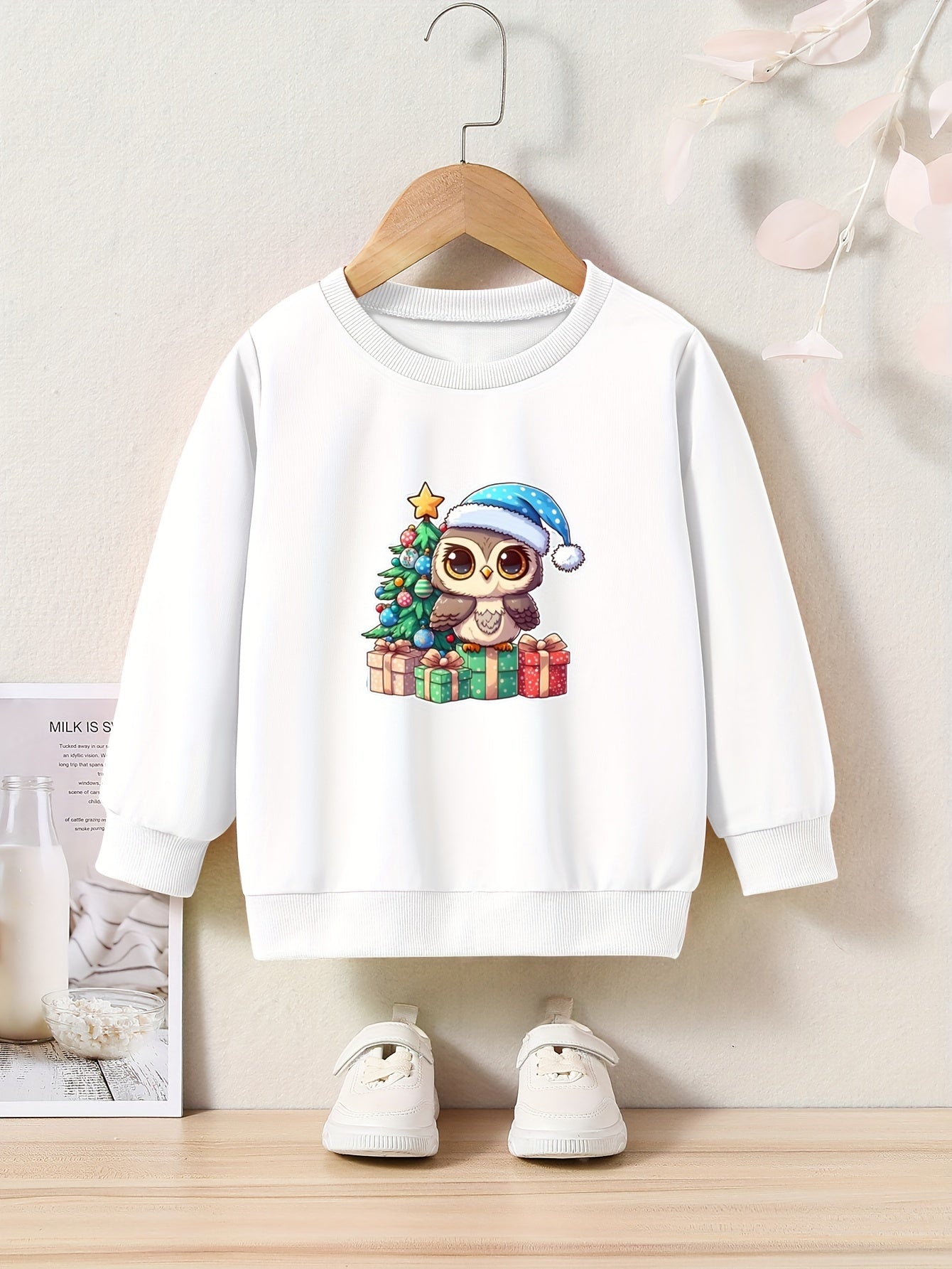 Lovely Baby Owl Crew Neck Long Sleeve Sweatshirt for Girls Boys Kids Clothes