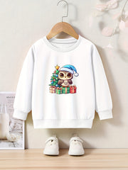 Lovely Baby Owl Crew Neck Long Sleeve Sweatshirt for Girls Boys Kids Clothes