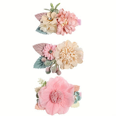 Girls Artificial Flowers Hair Clips Princess Hair Accessories