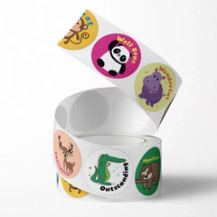 500pcs Roll Self-Adhesive Animal Reward Stickers for Classrooms