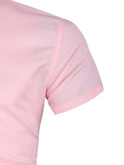 Pink Business Shirt Men's Short Sleeve Button Down Formal Shirt