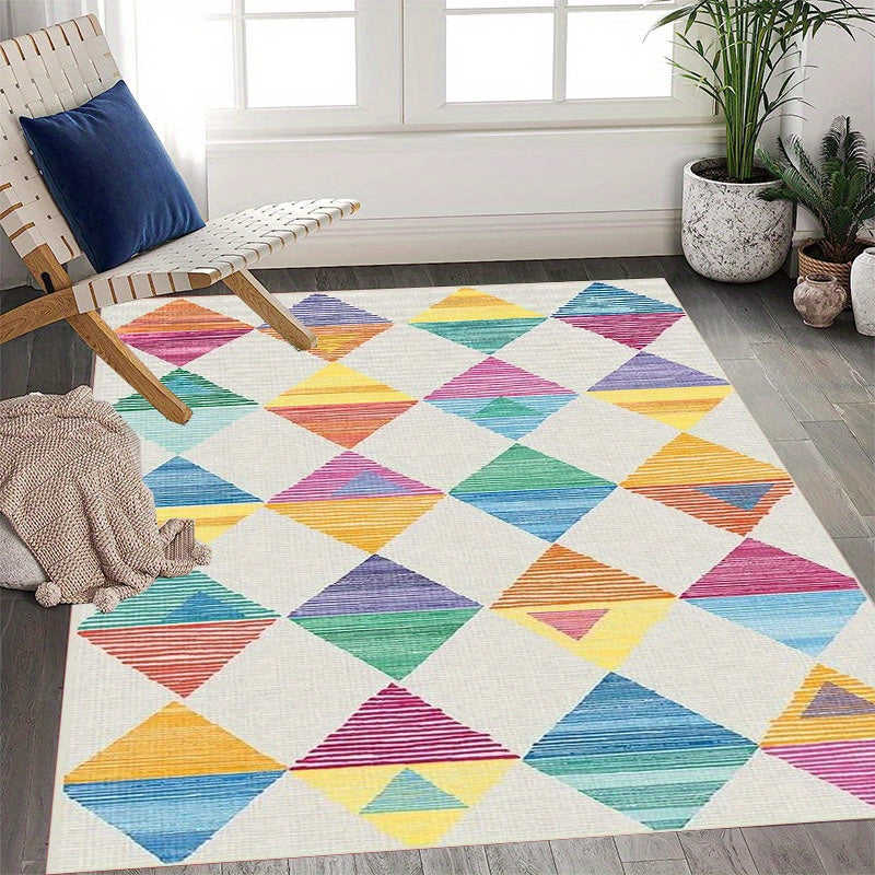 Colorful Rainbow Washable Area Rug Kids Room Stain Resistant Non Slip