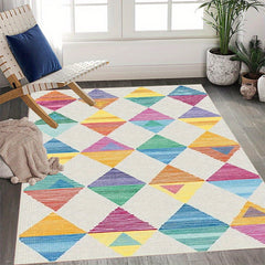 Colorful Rainbow Washable Area Rug Kids Room Stain Resistant Non Slip