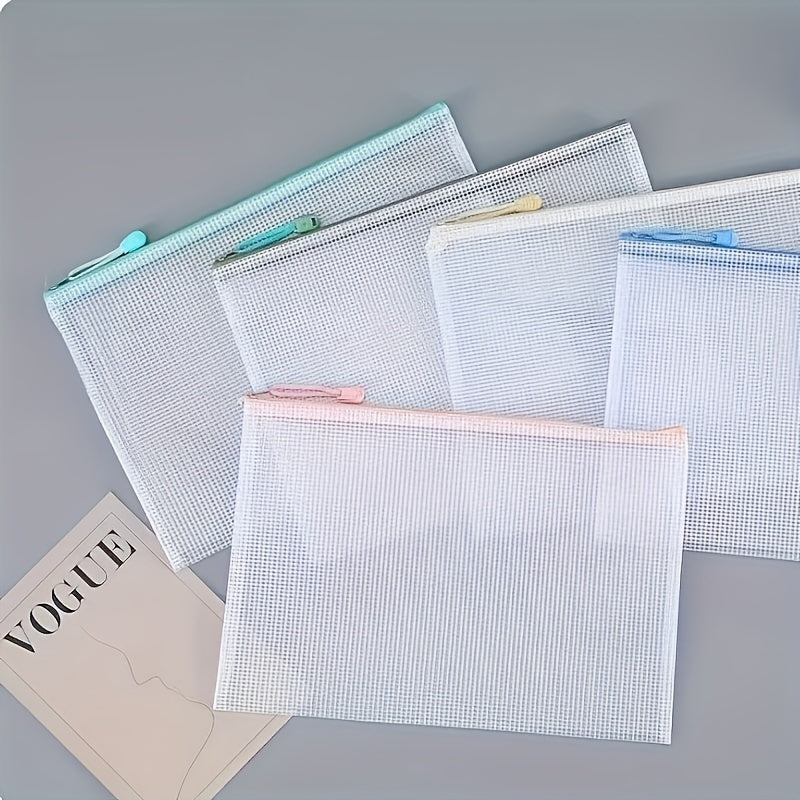 10 Pcs Mesh Bag With Zipper A4 Size Office Home Supplies Student Use