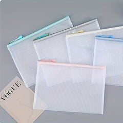 10 Pcs Mesh Bag With Zipper A4 Size Office Home Supplies Student Use