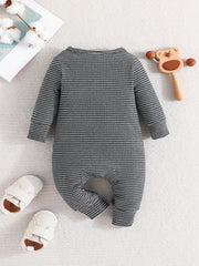 Baby Boy's Striped Bodysuit Long Sleeve Romper