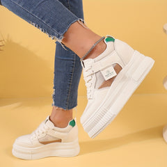 Women's Letter Graphic Lace up Front Wedge Sneakers