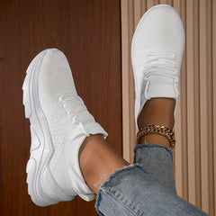Women's Breathable Platform Sneakers Casual Lace Up Shoes