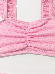 Baby Girls 3pcs Swimsuit Set Shirred Crop Top & Skirt & Shorts