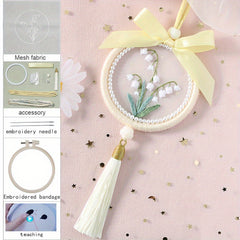 Embroidery DIY Pendant Kit - Flower Design