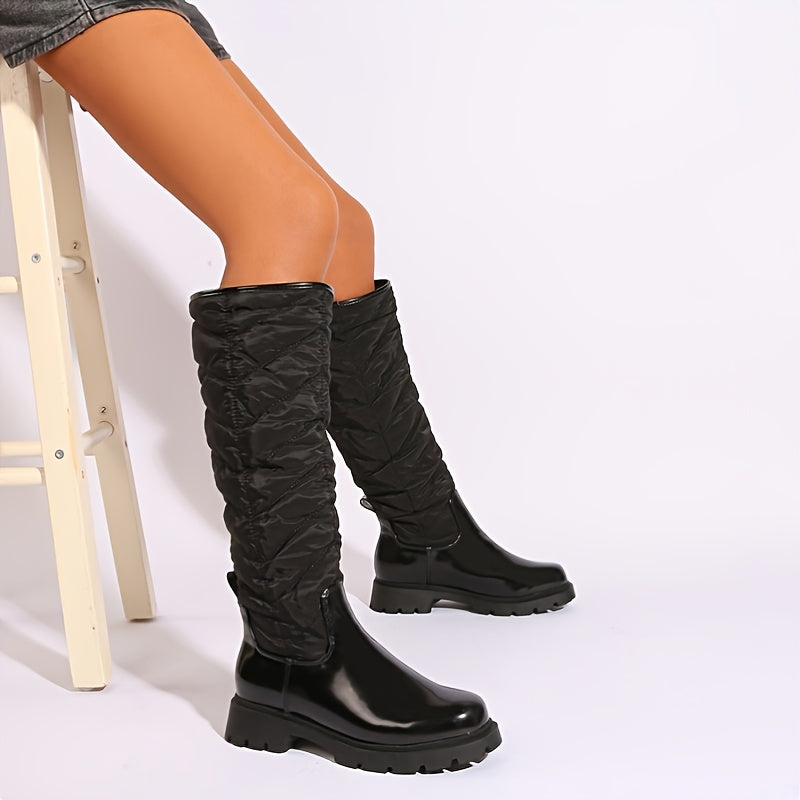 Women's Knee High Thick Sole Down Panel Boots