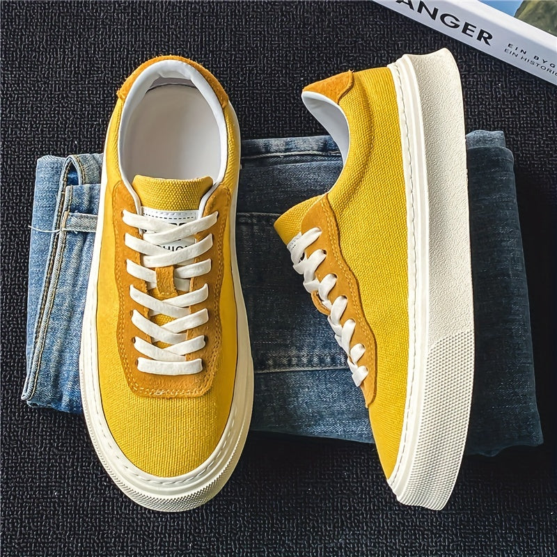 Men's Distressed Canvas Skate Shoes Lace Up Outdoor Sneakers