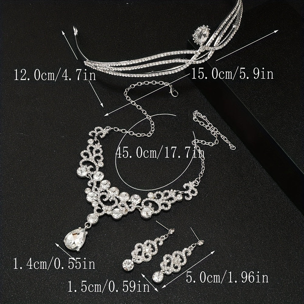 Rhinestone Headband Earrings Set Bridal Hair Accessories