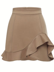 Elastic Ruffle Trim Skirt for Spring & Summer Women's Clothing
