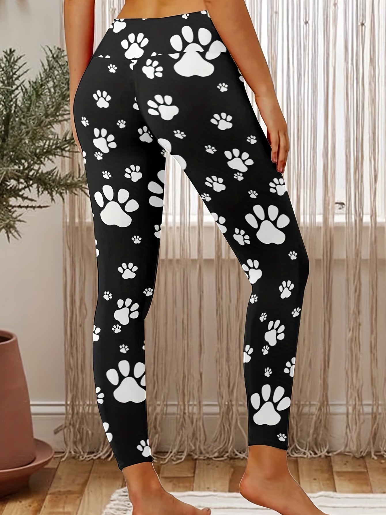 Cartoon Paw Print High Rise Leggings