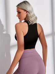 Moisture Wicking Ribbed Sports Tank Top Women's Fitness Yoga Crop Tank