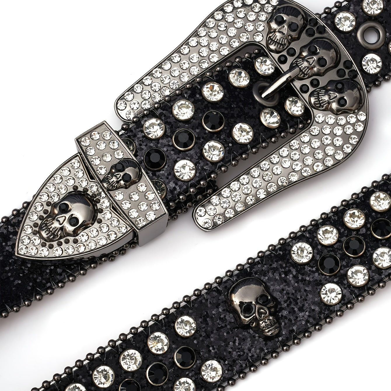 Skull Belt Western Cowboy Stylish Rhinestone Belt Mental Pin Buckle Punk Belt