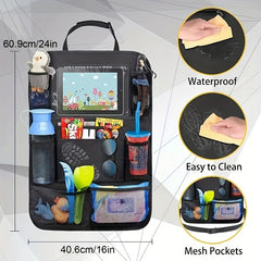 Car Seat Back Storage Bag with Tablet Holder and 8 Mesh Pockets